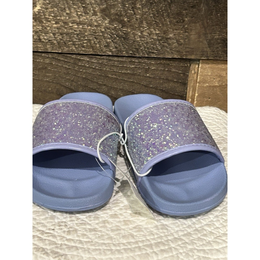 NWT Crewcuts Glitter Slides Size 2‎ Purple Sparkle Slip Ons